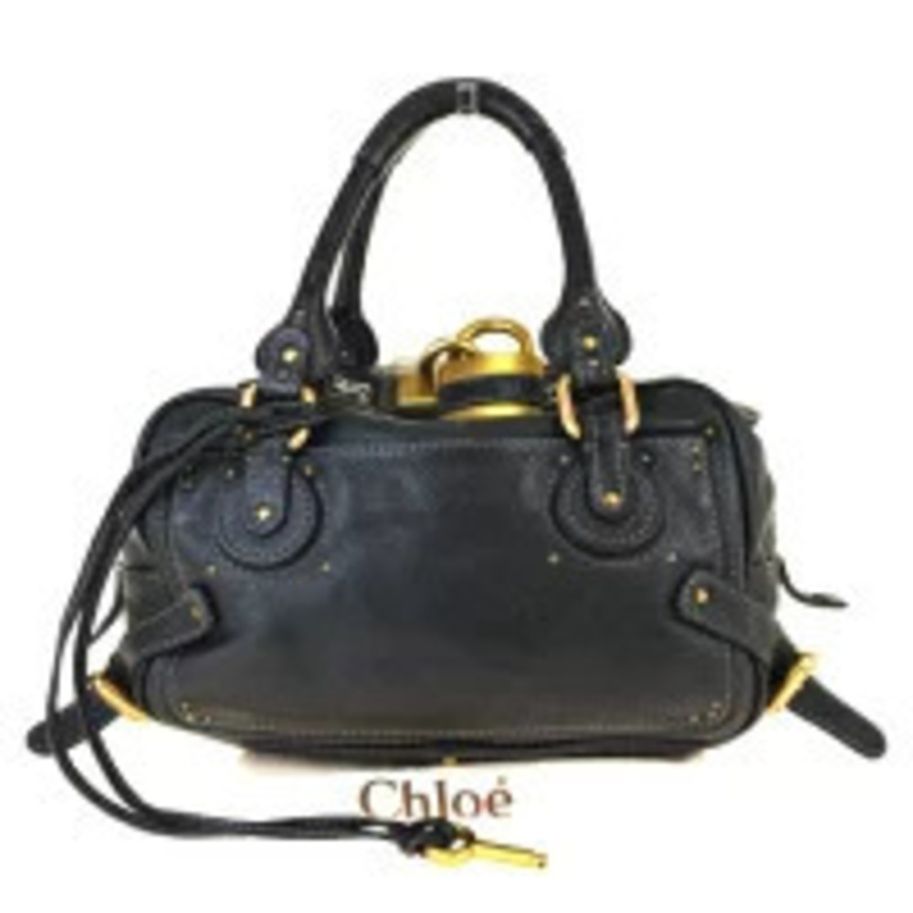 Chloe Paddington Shoulder Bag Handbag Black Leather Padlock